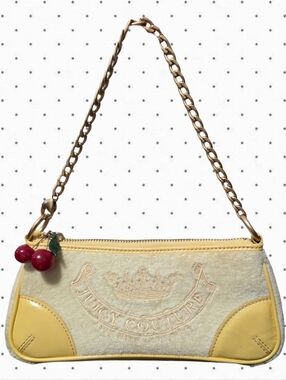 Juicy Couture bright tiny Terry cloth shoulder bag yellow pursewith cherry charm